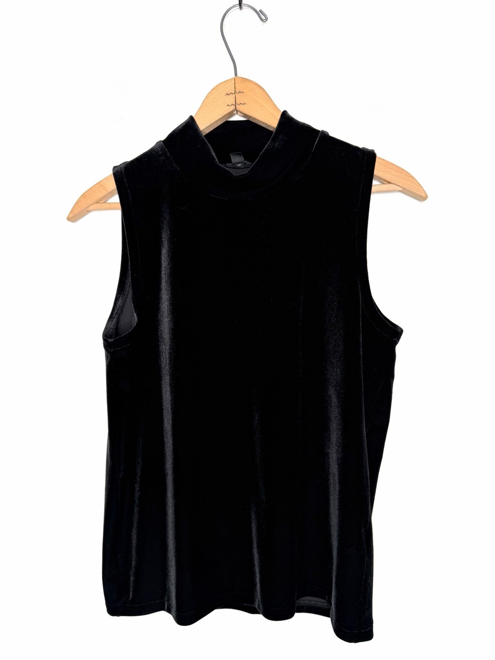 J. Crew Black Velvet Mock Neck Sleeveless Top Size Small